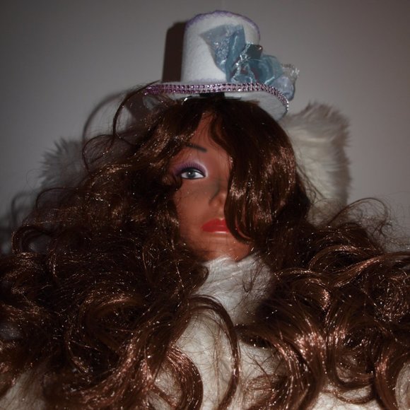 Grandma&Me Large White with Purple Hat HANDMADE - Picture 1 of 11